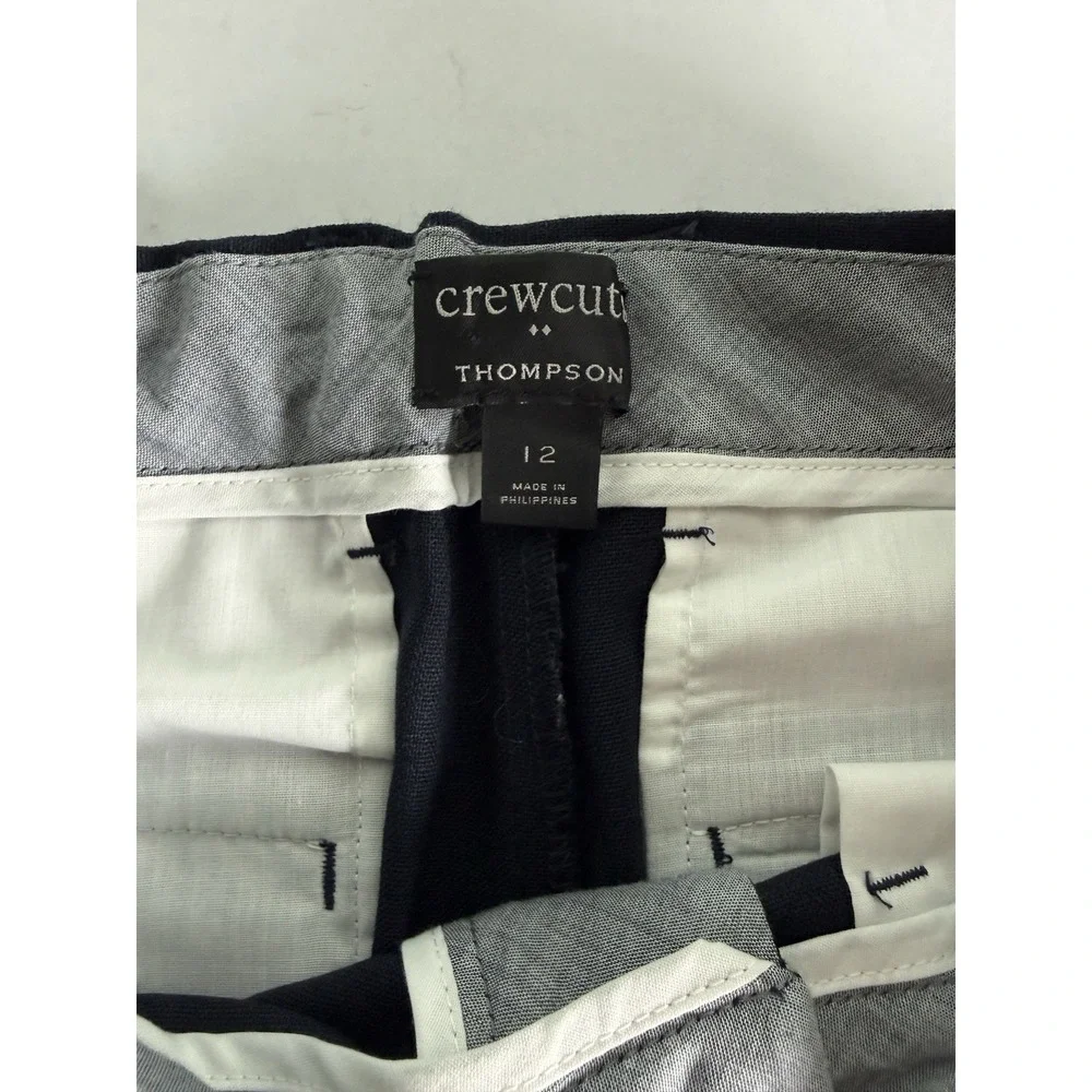 Crewcuts Thompson Dress Pants Boy's Size 12 Navy 100% Wool Adjustable Waist